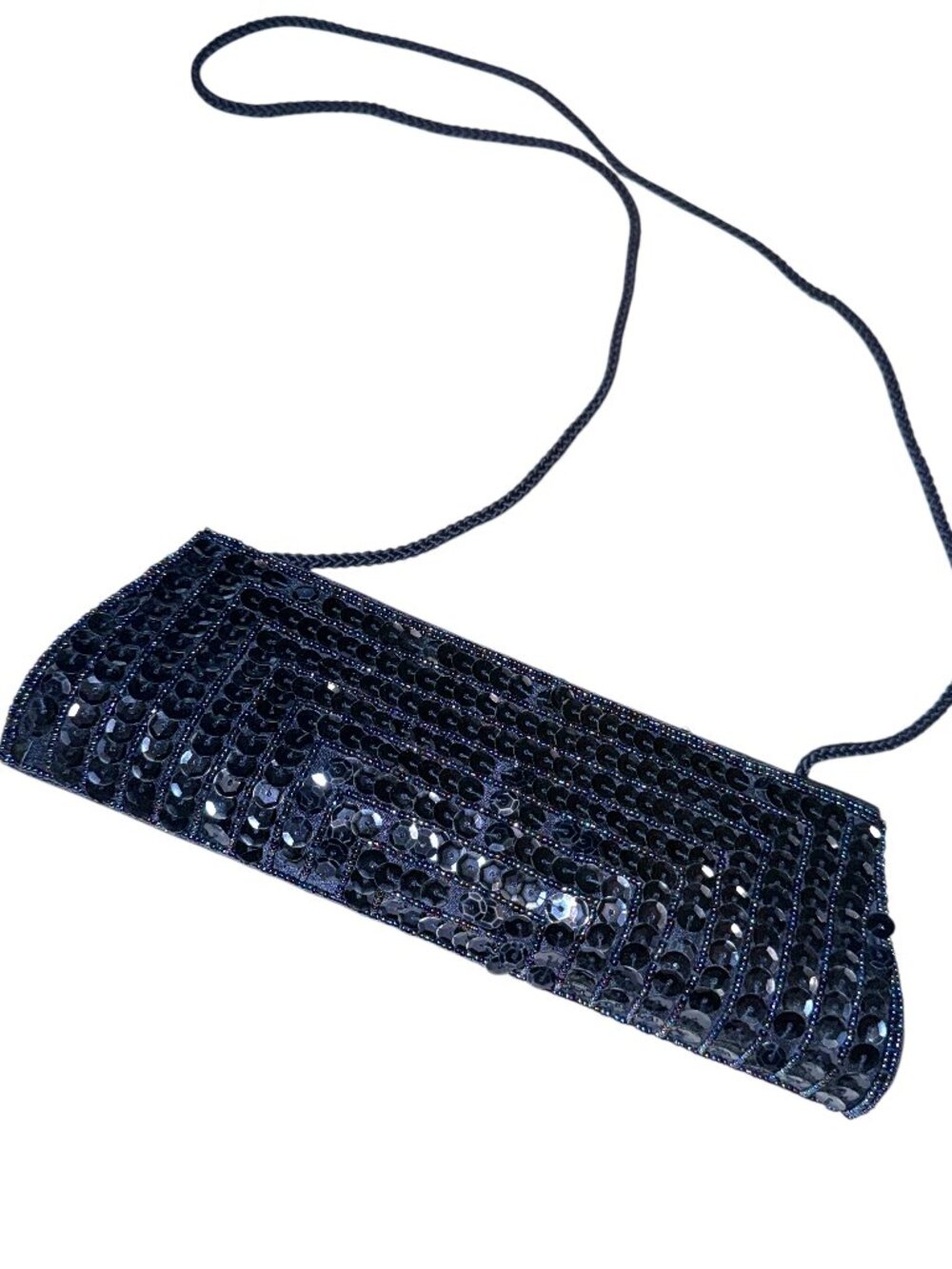Vintage Clutch Purse Sequins Navy by Bijoux Terner